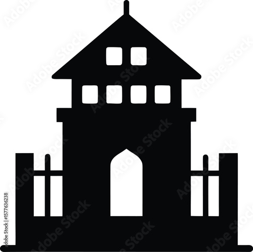 Building black silhouette vector illustration
