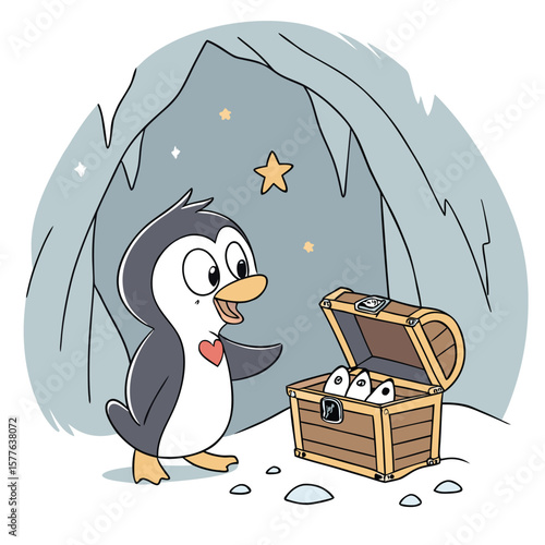 cartoon pirate with treasure chest and eagle character illustration