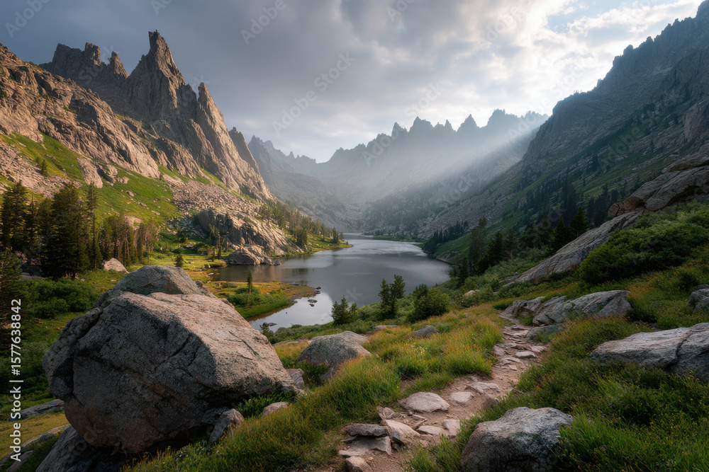 Obraz premium breathtaking view of majestic mountain range in one of worlds top national parks