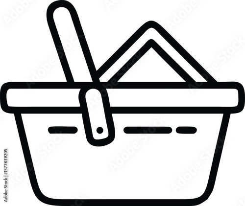 Picnic icon set grocery food and drink basket vector symbol