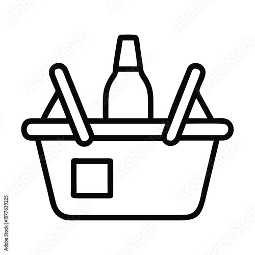 Picnic icon set grocery food and drink basket vector symbol