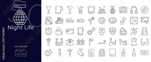 Night Life Line Editable Icons set. Vector illustration in modern thin line style of Night Life icons: nightlife, night, life, etc