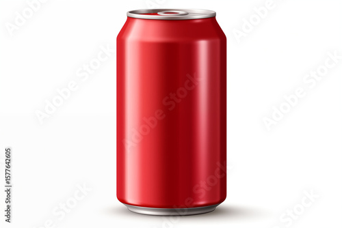 Red aluminum soda can isolated on white background
