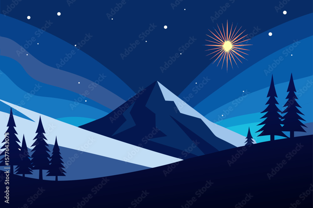 Fototapeta premium vector illustration of a christmas landscape