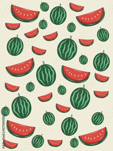 Watermelon vector ilustration seamless patern
