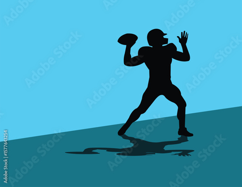 American football quarterback throwing ball silhouette