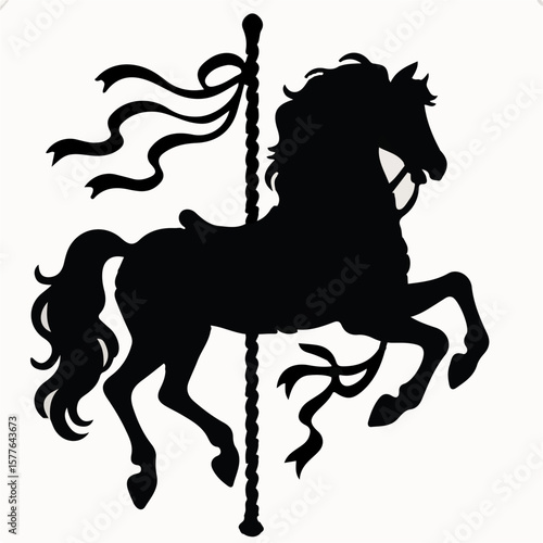 Vintage Carousel Horse Silhouette — Whimsical Ride in Classic Style