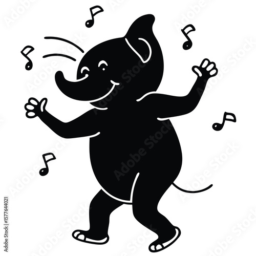 Silhouette of a Joyful Dancing Elephant A Playful Vector Illustration