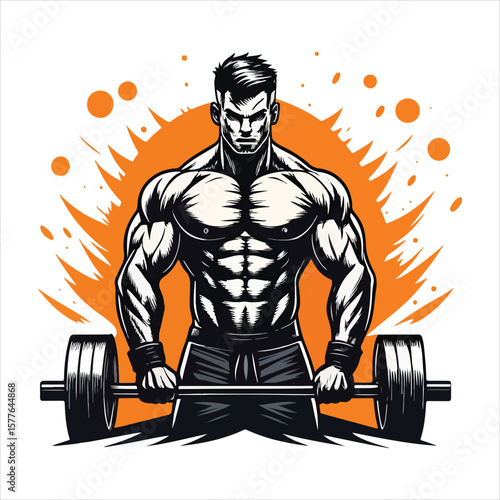 bodybuilder training with dumbbell