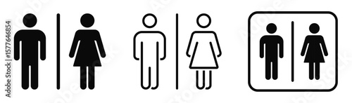 Man and woman icon set. Male, female, boy, girl, restroom, wc, toilet, bathroom - stock vector.