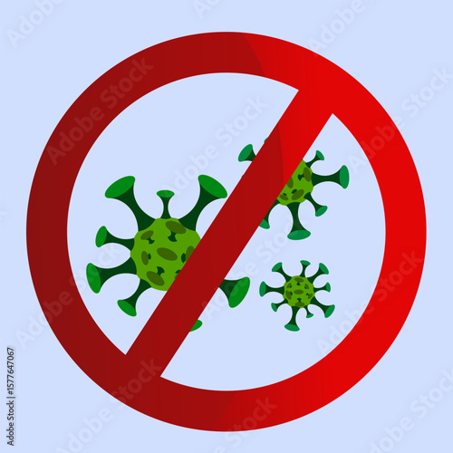 No Coronavirus Sign with 3D Effect
