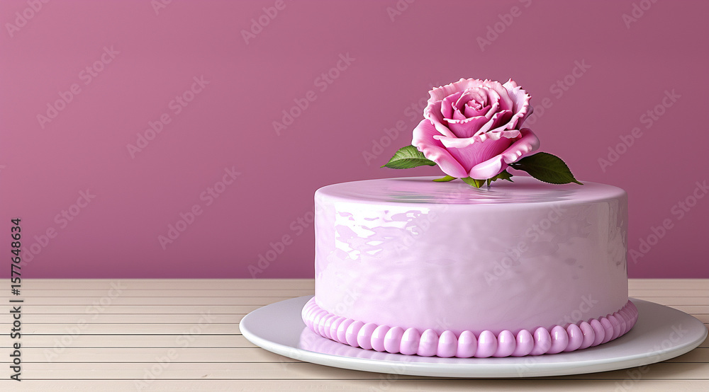 Naklejka premium birthday cake with pink rose