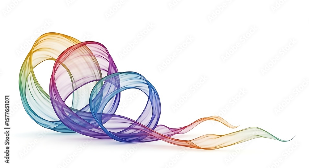 Abstract Colorful Ribbon Swirls on White Background Abstract Colorful Ribbon Swirls on White Background