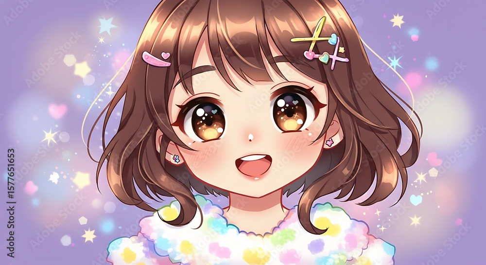 Fototapeta premium きらめく瞳と魔法の微笑み