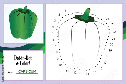 Free vector dot to dot worksheet with capsicum