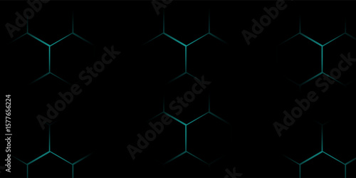 Hexagonal cyberspace green background. Hexagon grid tech pattern.
