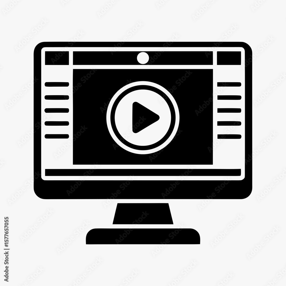 Video Player Icon on Computer Screen for Online Streaming and Media Playback Video Player Icon on Computer Screen for Online Streaming and Media Playback
