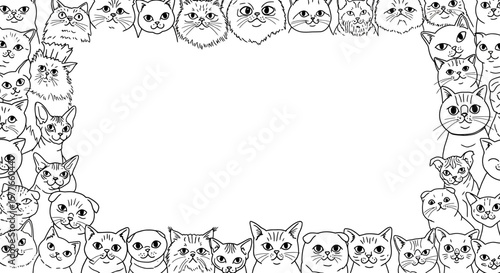 Frame of Cute Cartoon Cat Faces :: Cats Border
