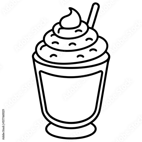 Dalgona Coffee line art vector
