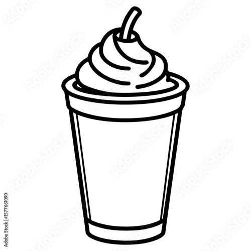 Dalgona Coffee line art vector