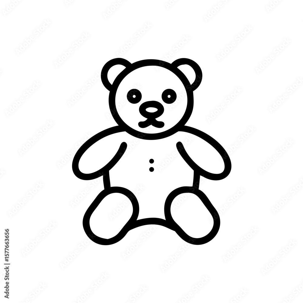Naklejka premium Cute stuffed animal teddy bear illustration in simple line art style 