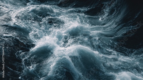 Turbulent water, foamy waves
