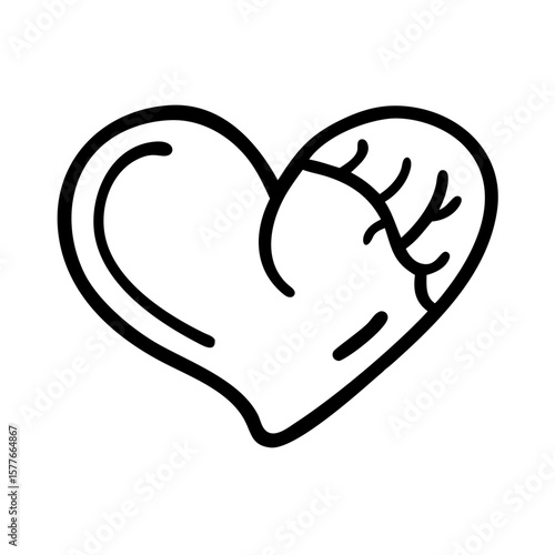 An icon of a broken heart in the wounds and scars of a heart symbolizing unhappy unrequited love and family relationships