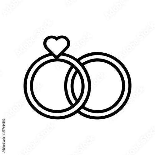 Wedding rings with heart symbol, concept of Valentine's Day, love, family  