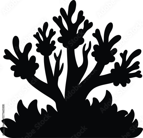 Hand drawn vector trendy coral reef illustration