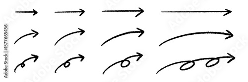 手書き矢印素材 おしゃれなペンの走り書き 各種長さセット