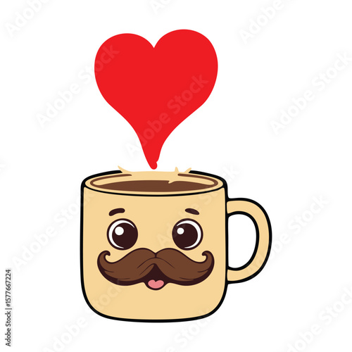 vector cup of coffee with heart