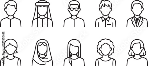 Diversity in Visual Communication A Vector Graphic Showcase of Varied People Avatars Expressing Representation and Inclusion Across Different Backgrounds and Demographics in Graphic Form