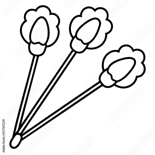 Cotton swabs line art vector