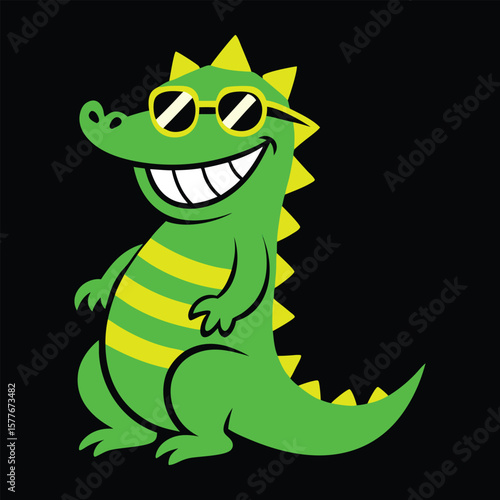 a cartoon crocodile wearing sunglasses and smiling.