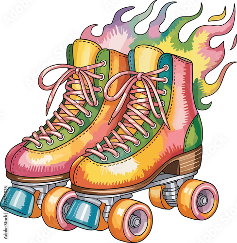 roller skates with stitched illustration premium quality