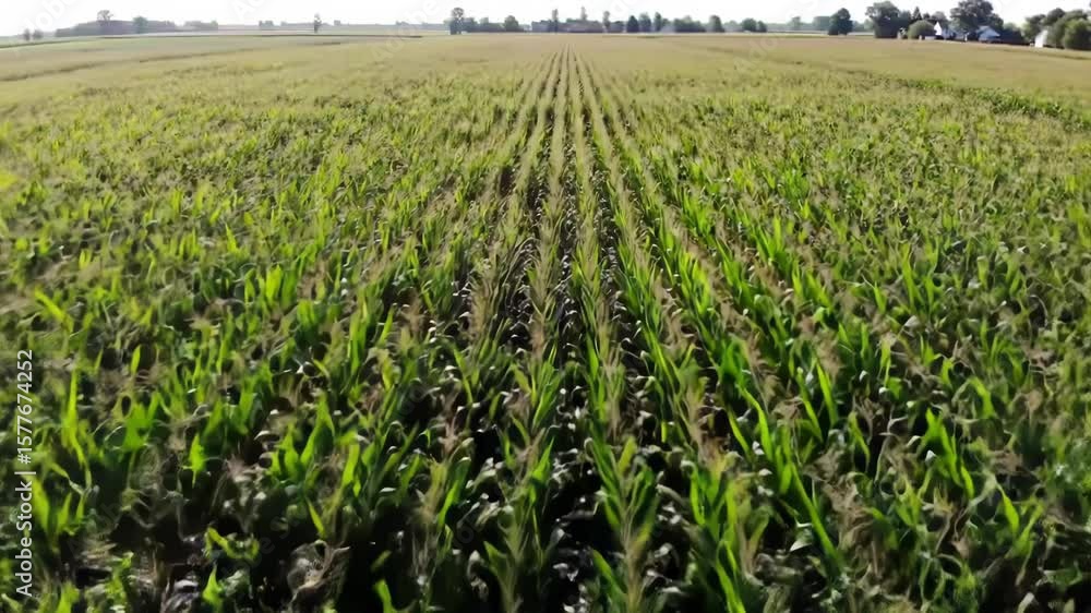 Aerial View of Mature Cornfield with Clear Sky Aerial View of Mature Cornfield with Clear Sky