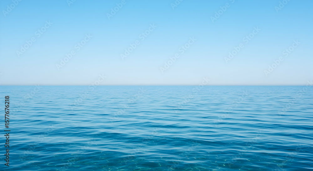 Fototapeta premium Serene Ocean Horizon Peaceful Blue Sky Summer Seascape