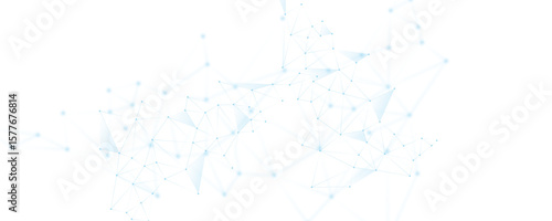 Abstract white blue digital technology futuristic communication high tech concept background. Technology dots lines connect network background.	