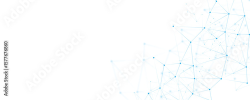 Abstract white blue digital technology futuristic communication high tech concept background. Technology dots lines connect network background.	