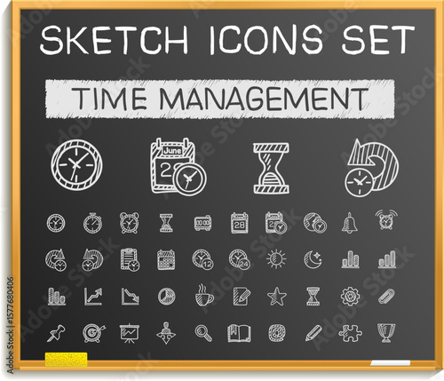 Sketch Icons set Time Management