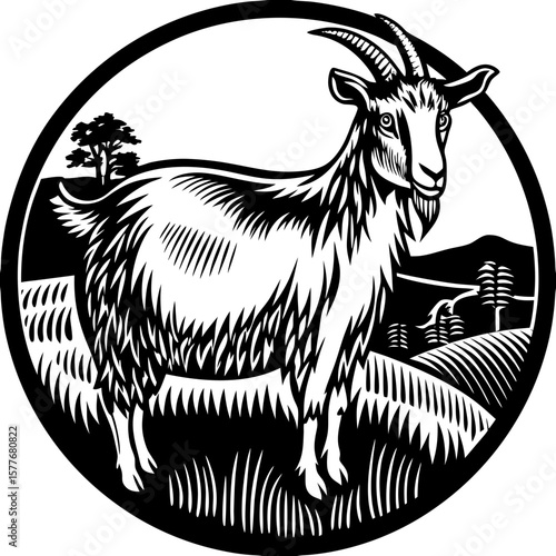 goat (linocut style)