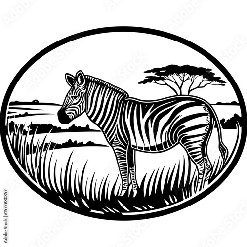 zebra (linocut style)