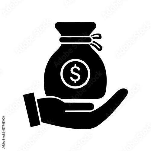 Hand holding a money bag. Suitable for finance or savings concepts. A hand holding a money bag symbolizes wealth, investment, business success, and financial security.