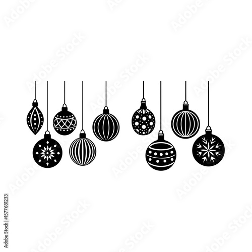 Hanging Christmas ornaments silhouette 