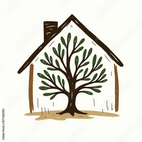house with tree