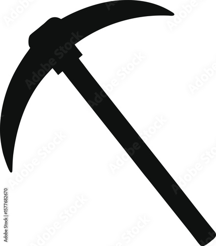 Pickaxe silhouette bold vector design for mining and