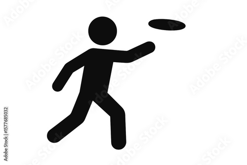 Silhouette of a person throwing a frisbee in a dynamic pose  