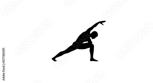 Silhouette of a man performing yoga balance pose in meditation  