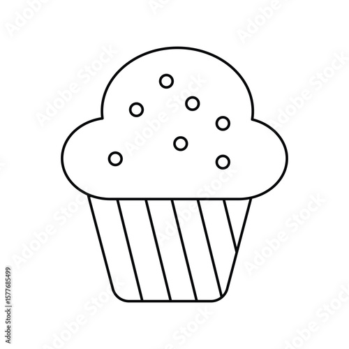 muffin lineal icon with white background vector stock illustration