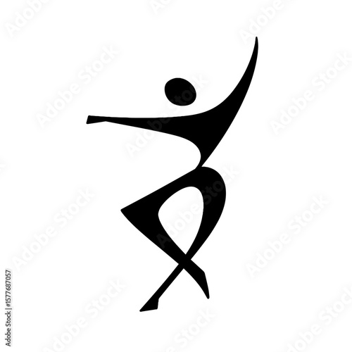 Abstract silhouette of a dancing figure in dynamic pose  